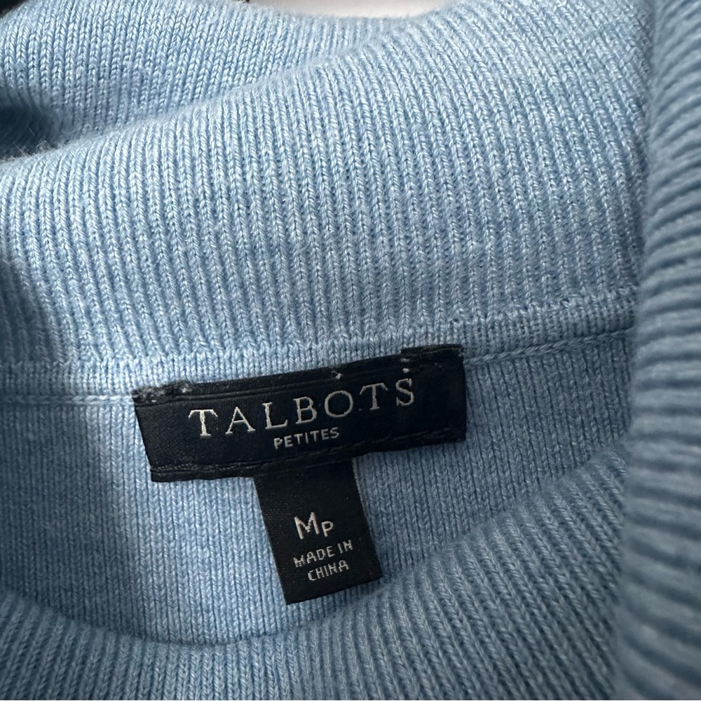 Talbots Sleeveless Blue Turtleneck Top Petite Size Medium - Picture 5 of 6